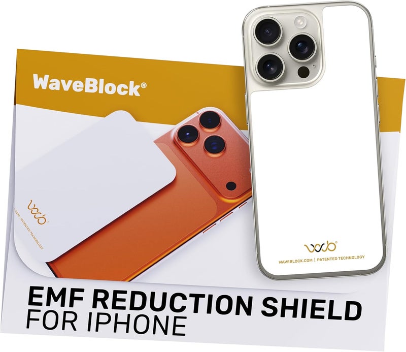 WAVEBLOCK EMF Blocker for Cell Phone - Made for iPhone 16/16 PRO - The Only Patented, Real Scientifically Backed, Lab-Tested 5G-Shield Sticker to Protect You & Your Loved Ones - USA Made White | for Cell Phone, Patented, Lab-Tested, 5G-Shield, USA Made - Image 1